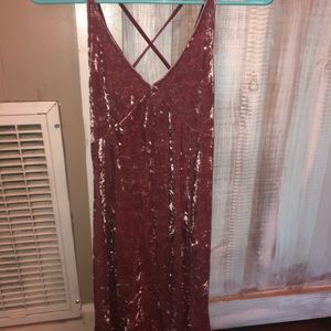 American Eagle Rose Gold Velvet Dress
